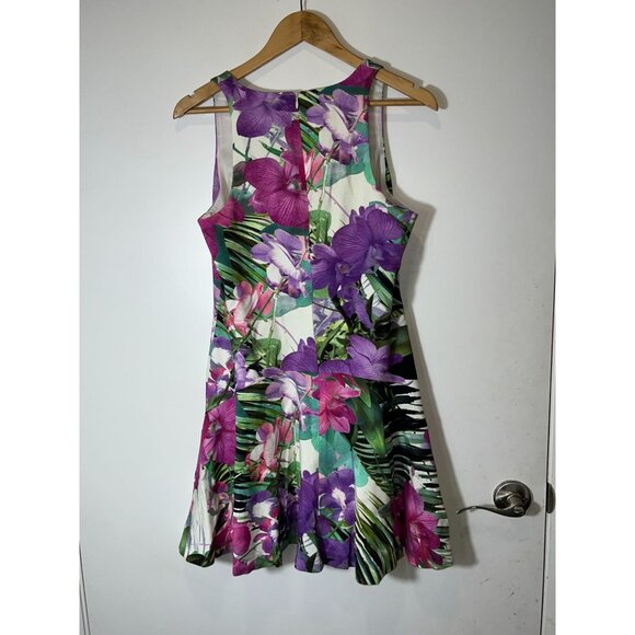Trina Turk Floral Sleeveless Tropical Print Mini Dress Women Size Medium M - Picture 7 of 11
